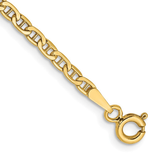 14k Yellow Gold 2.40mm Anchor Chain Bracelet