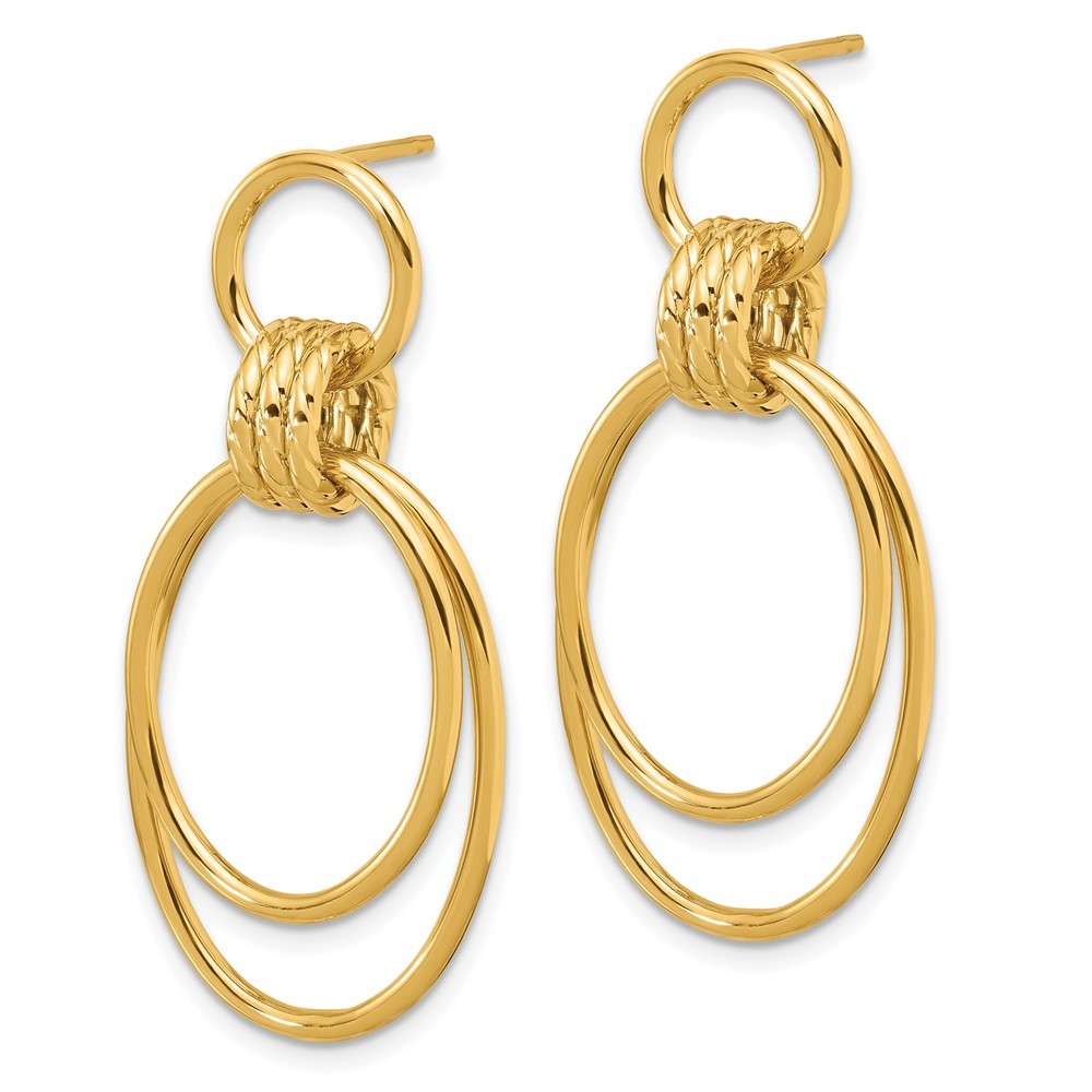 14k Yellow Gold Polished and Textured Dangle Earrings