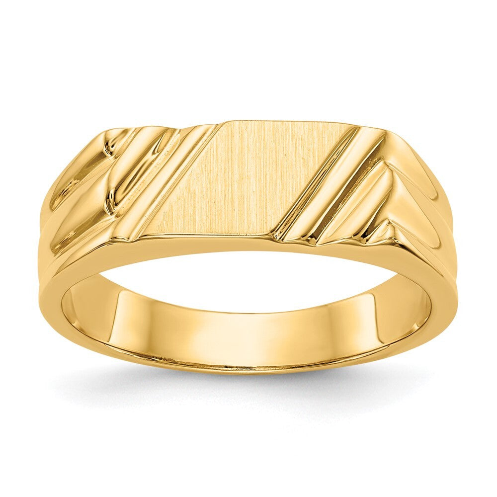 14K Yellow Gold 12.0 x 6.0mm Open Back Signet Ring