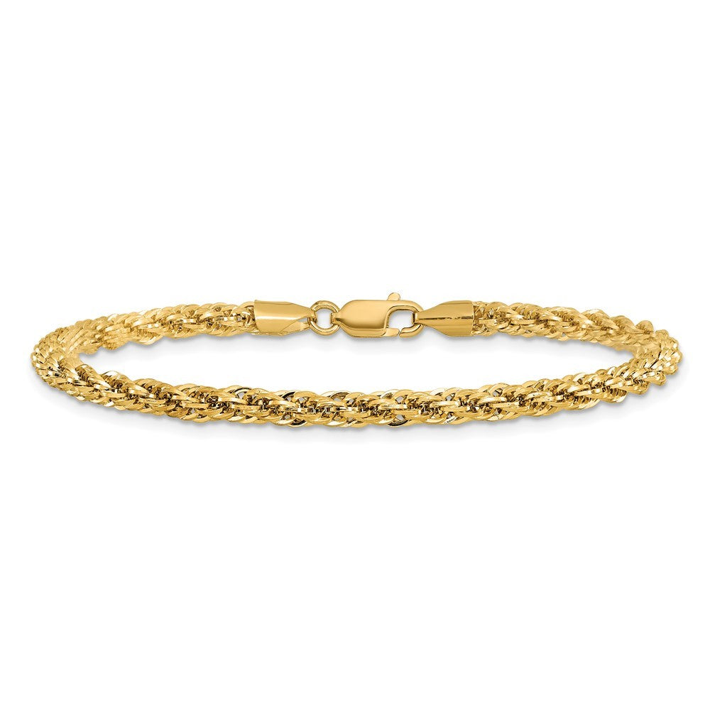 14k Yellow Gold 7 inch 3.3mm Diamond-cut Semi Solid Chain Bracelet