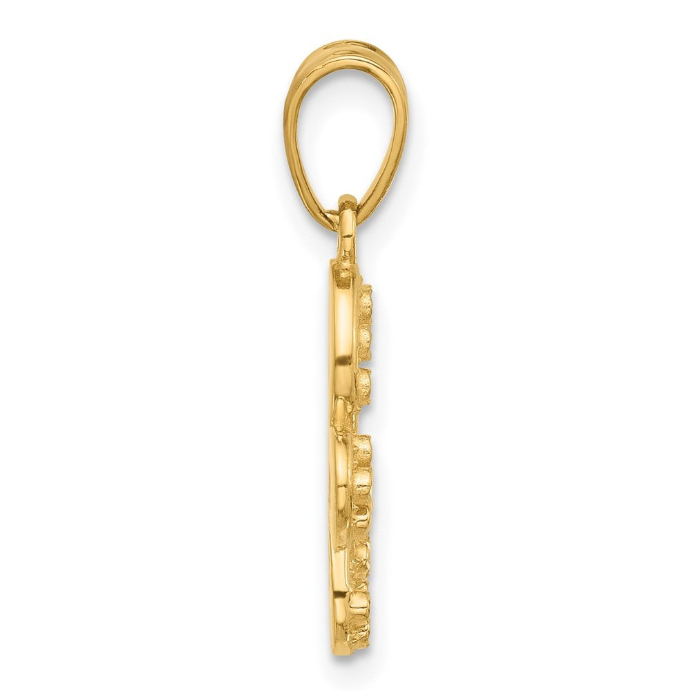 14k Yellow Gold and White Rhodium Polished and Diamond-Cut Butterfly Pendant
