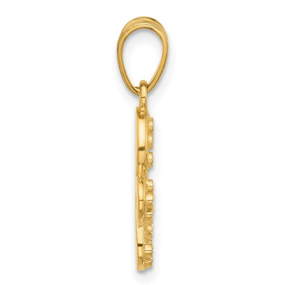 14k Yellow Gold and White Rhodium Polished and Diamond-Cut Butterfly Pendant