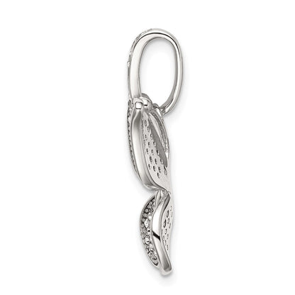 Sterling Silver Rhod-plated Polished Preciosa Crystal Butterfly Pendant