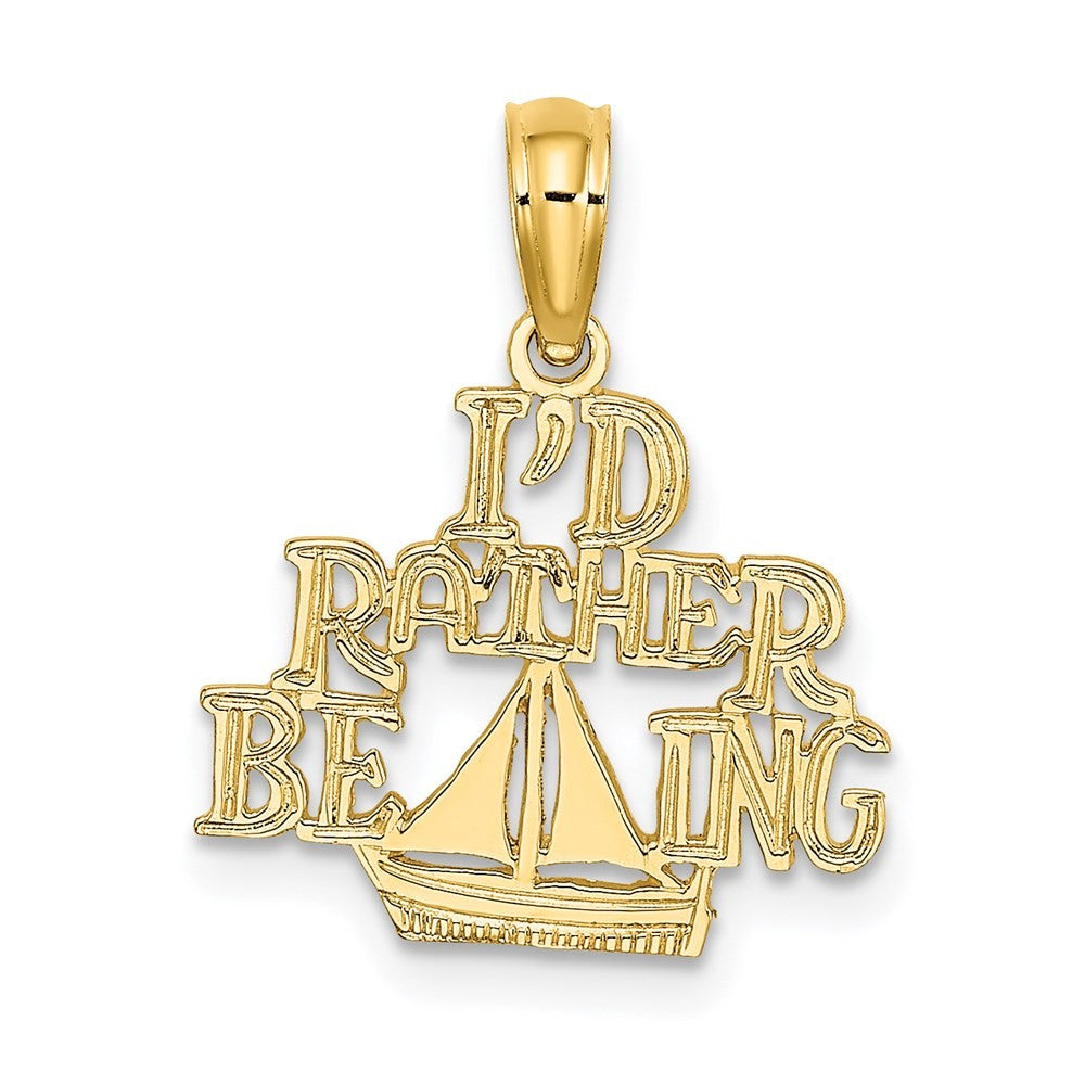 14k Yellow Gold I'D RATHER BE SAILING Charm Pendant