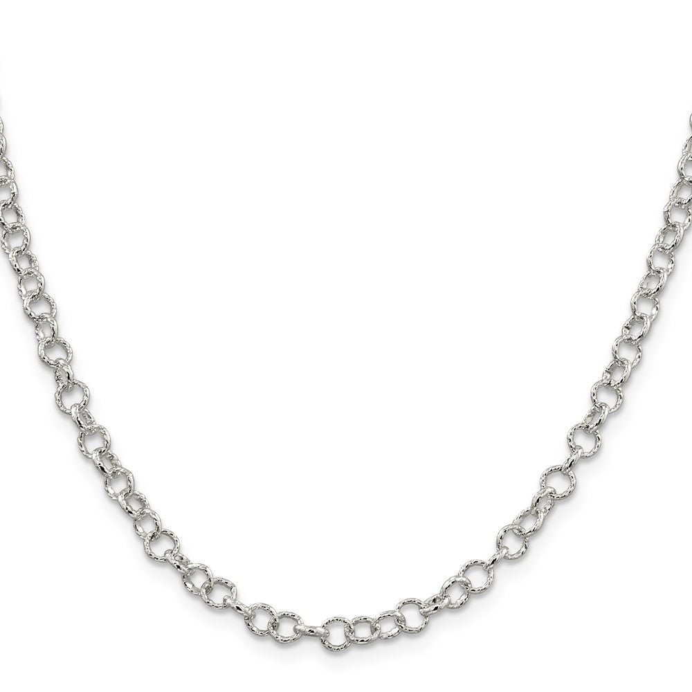Sterling Silver 4.55mm Fancy Patterned Rolo Chain Necklace