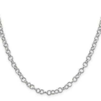 Sterling Silver 4.55mm Fancy Patterned Rolo Chain Necklace