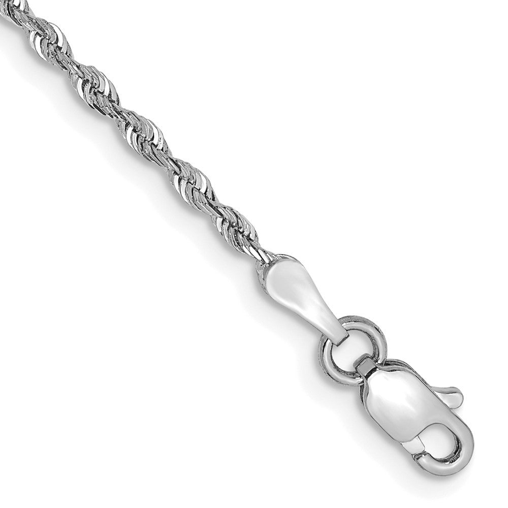 14K White Gold 8" 1.85mm Diamond-cut Quadruple Rope Lobster Clasp Chain Bracelet