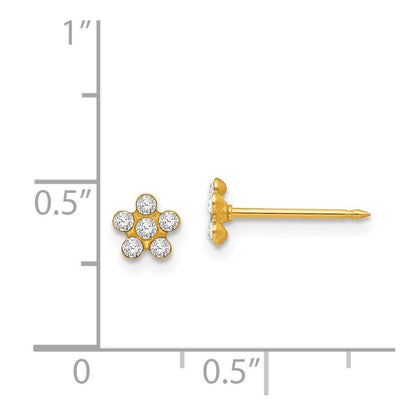 14k Yellow Gold April Crystal Birthstone Flower Stud Earrings