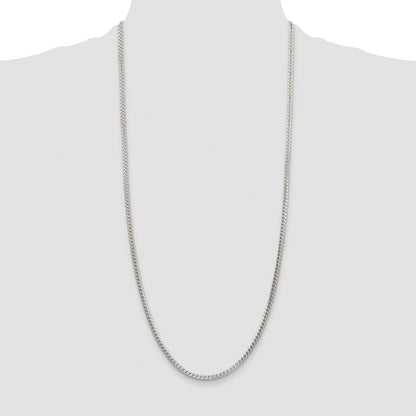 Sterling Silver Rhodium-plated 3.1mm Diamond-cut Square Franco Chain