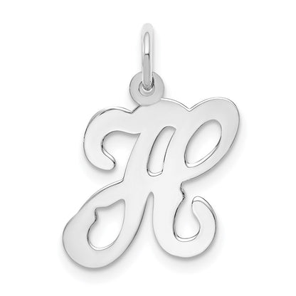 14k White Gold Script Letter H Initial Charm Pendant