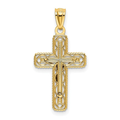 14k Two-Tone Gold Polished Crucifix Pendant