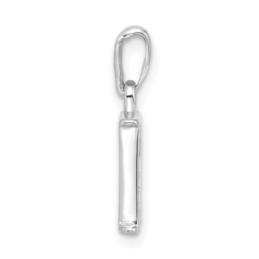 14k White Gold Diamond Letter R Initial Pendant