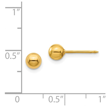 14k Yellow Gold 5mm Ball Stud Earrings Gift for Women
