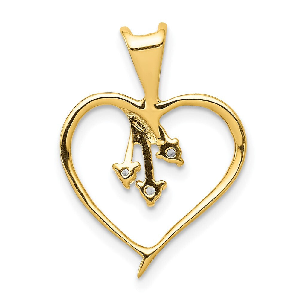 14k Yellow Gold Diamond Heart Pendant for Women