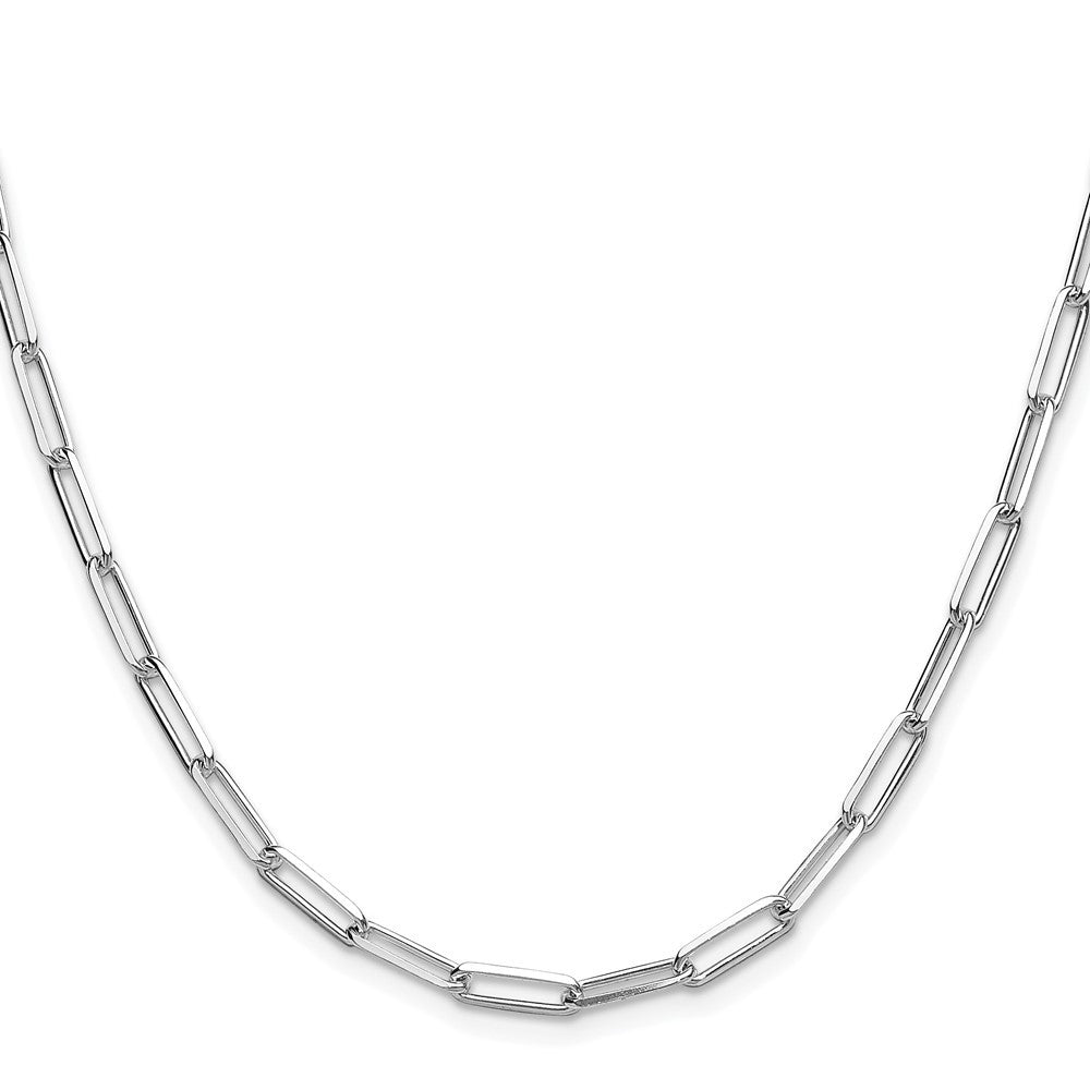Sterling Silver Rhodium-plated 3.5mm Diamond-Cut Paperclip Chain Necklace