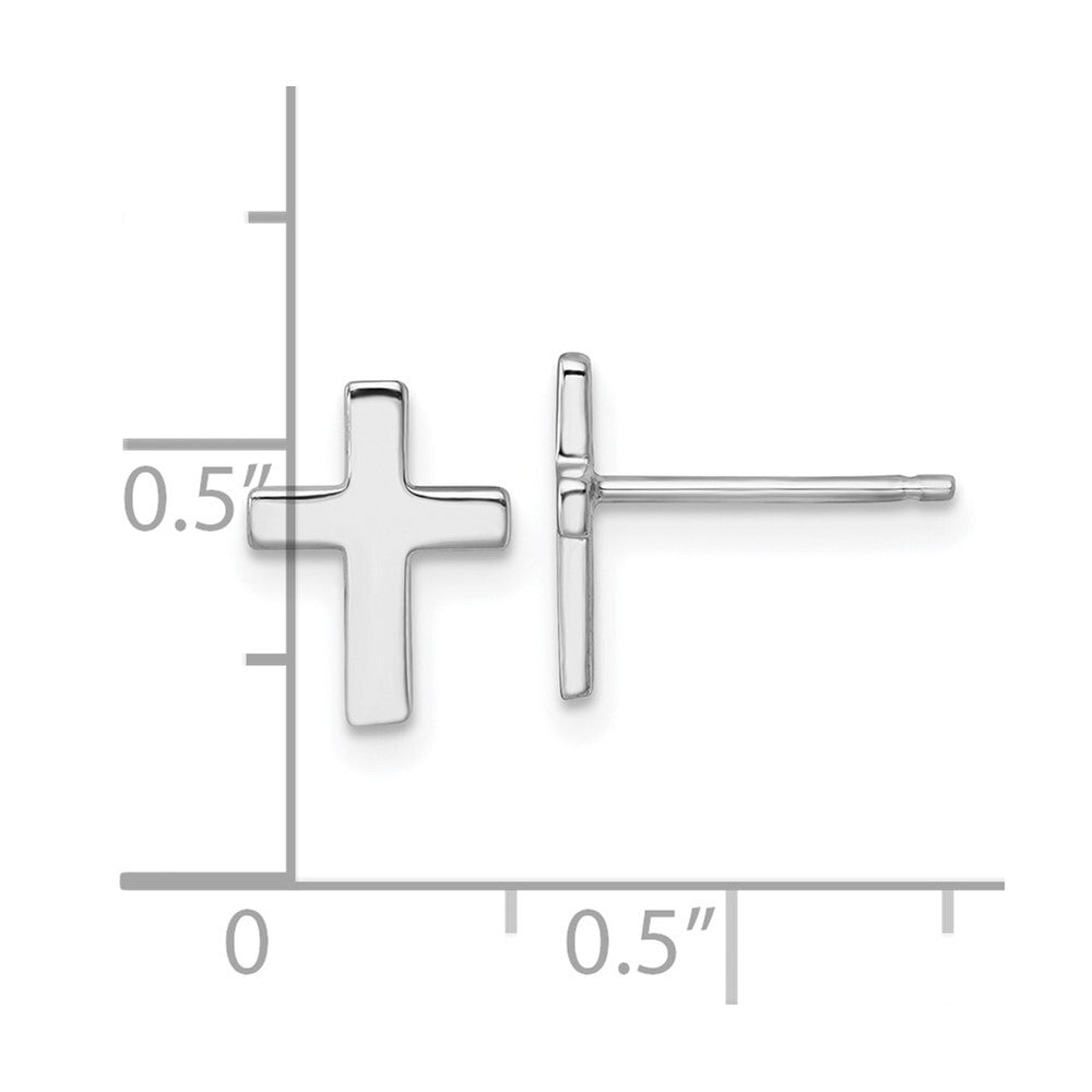 14k White Polished Latin Cross Stud Earrings Gift for Women