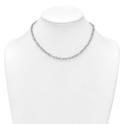Sterling Silver Polished and Twisted Paperclip Link Necklace 16+2"