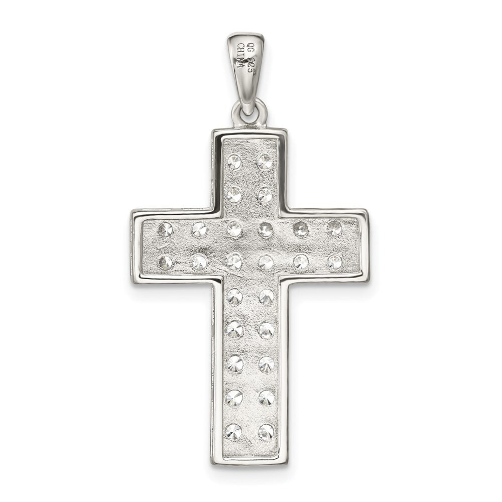 Sterling Silver Rhodium-plated Cubic Zirconia Latin Cross Pendant