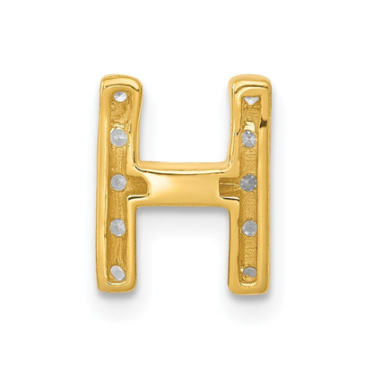 14k Yellow Gold  Diamond Letter H Initial Charm