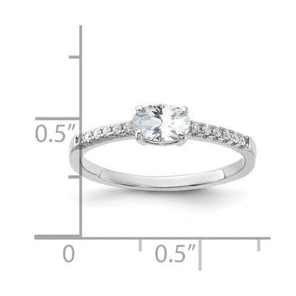 Sterling Silver Rhodium-plated Oval Cubic Zirconia Ring Size 8