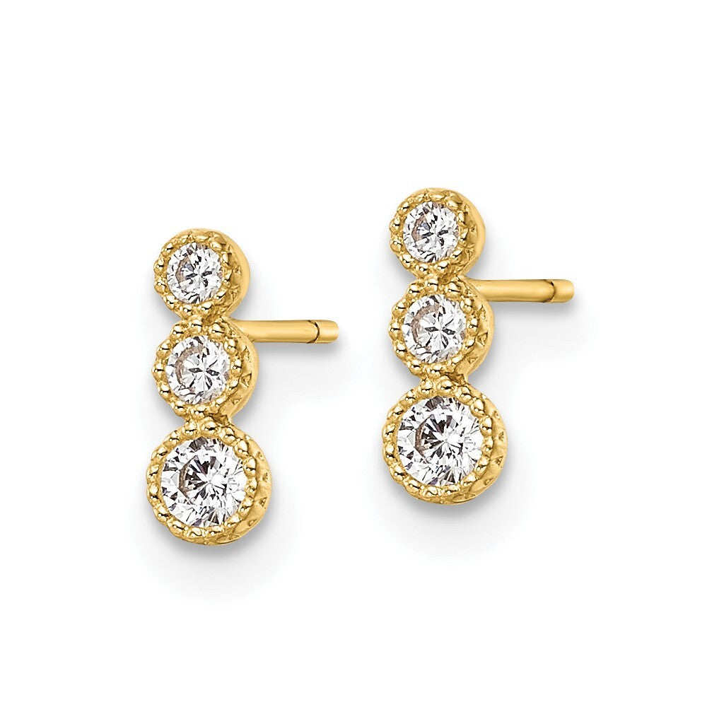 14k Yellow Gold Cubic Zirconia Stud Earrings Gift for Women