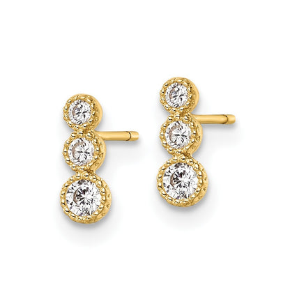 14k Yellow Gold Cubic Zirconia Stud Earrings Gift for Women