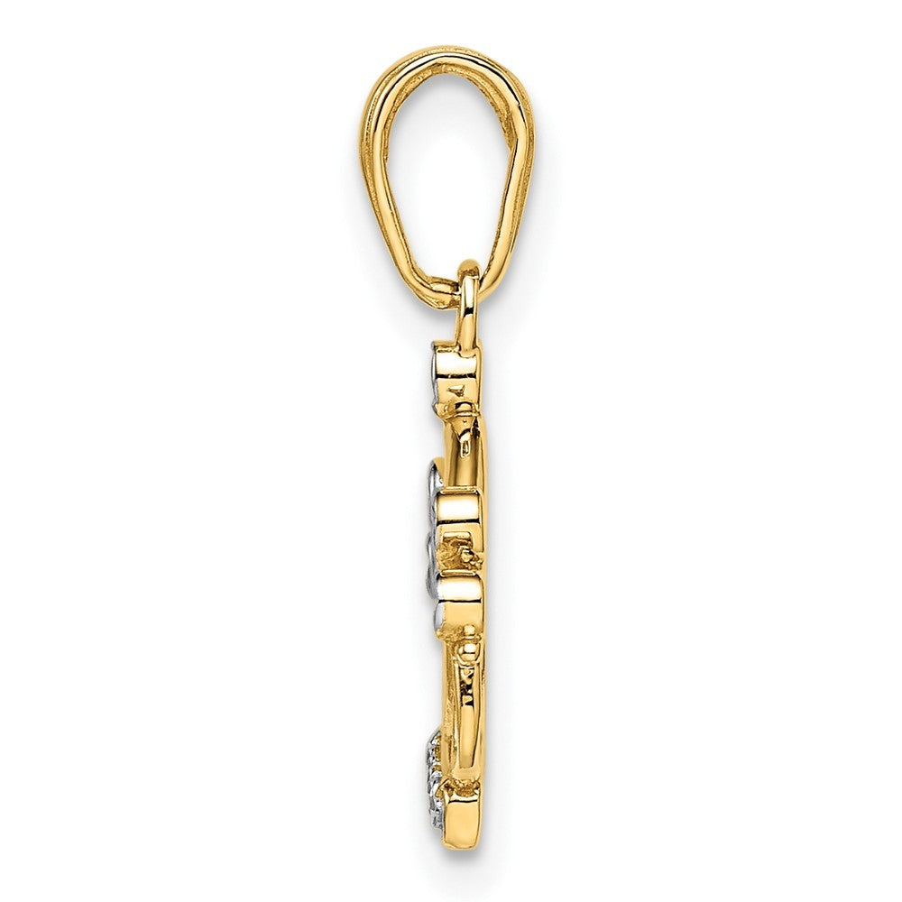 14k Yellow Gold and White Rhodium Diamond-cut Crown Pendant