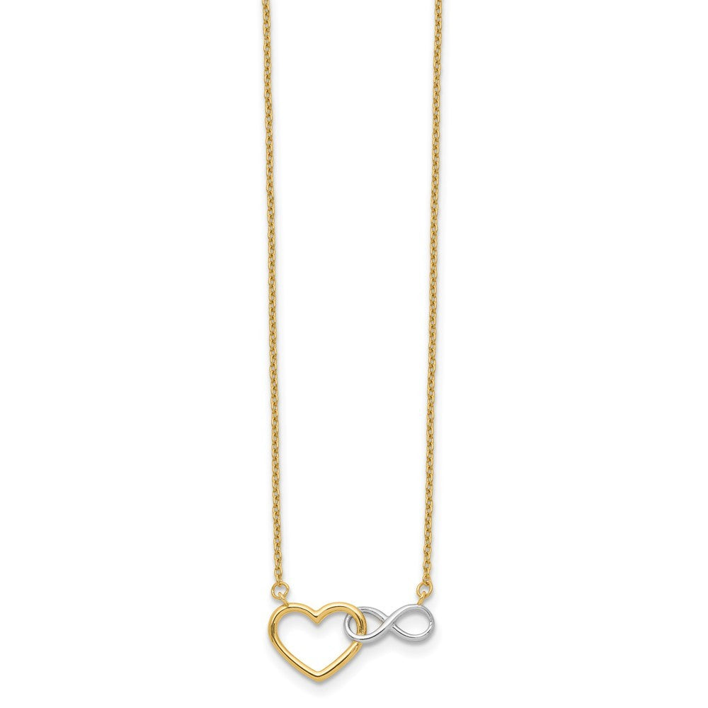 14k Yellow Gold White Rhodium Interlocked Heart Infinity Symbol 17" Necklace