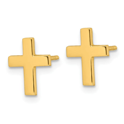 14k Yellow Gold Polished Latin Cross Stud Earrings Gift for Women