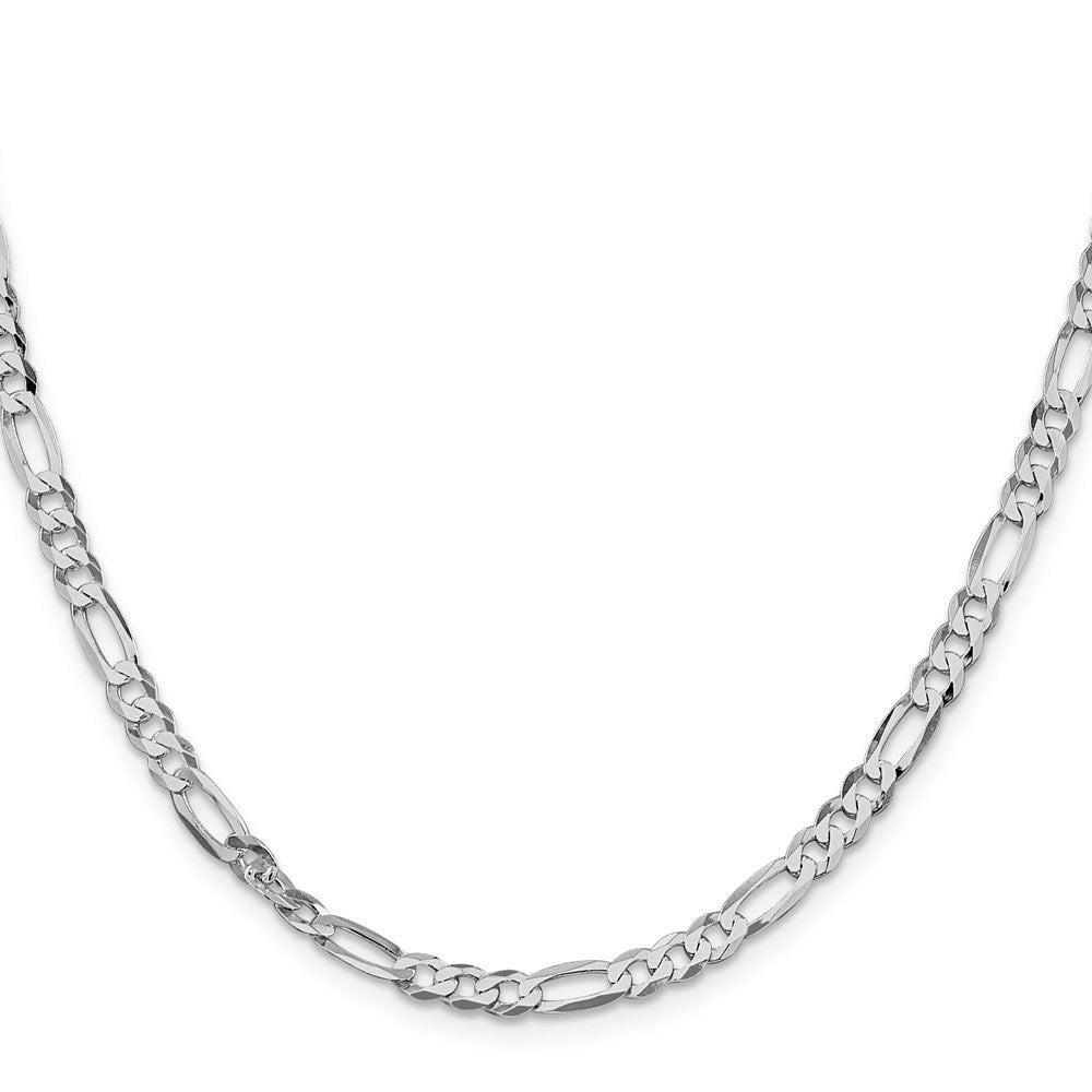 Sterling Silver Rhodium-plated 4.5mm Lightweight Flat Figaro Chain Necklace