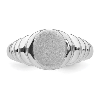 Sterling Silver Rhodium-plated Satin and Polished Signet Ring Size 6