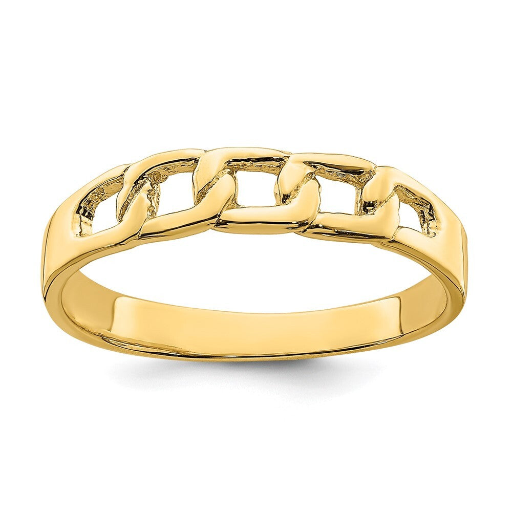 14K Yellow Gold Polished Link Band Ring Size 7