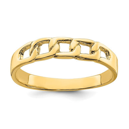 14K Yellow Gold Polished Link Band Ring Size 7