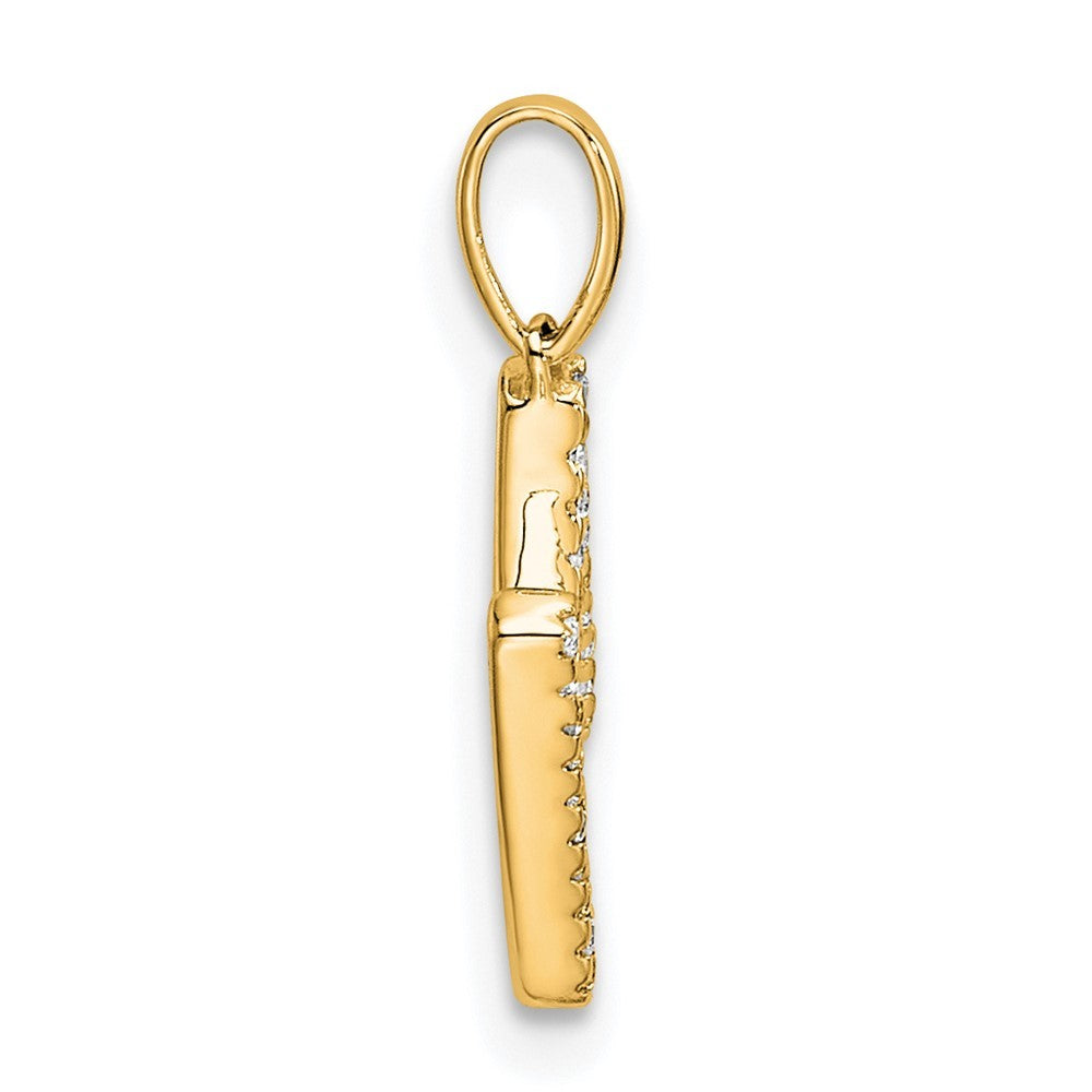 14k Yellow Gold Diamond Letter M Initial Pendant