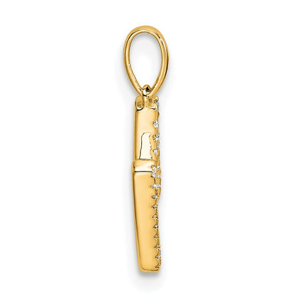 14k Yellow Gold Diamond Letter M Initial Pendant
