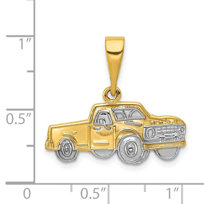 14k Yellow Gold Rhodium Pick-up Truck Pendant for Women