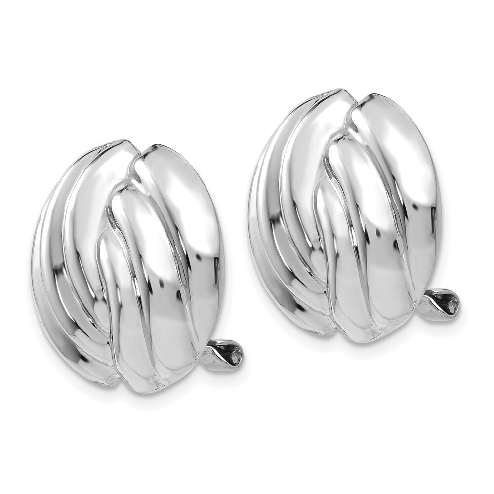 14k White Gold Omega Clip Non-pierced Stud Earrings