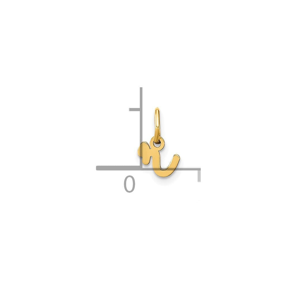 14k Yellow Gold Lower case Letter R Initial Charm Pendant for Women