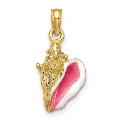 14k Yellow Gold Enameled 3-D Conch Shell Pendant for Women