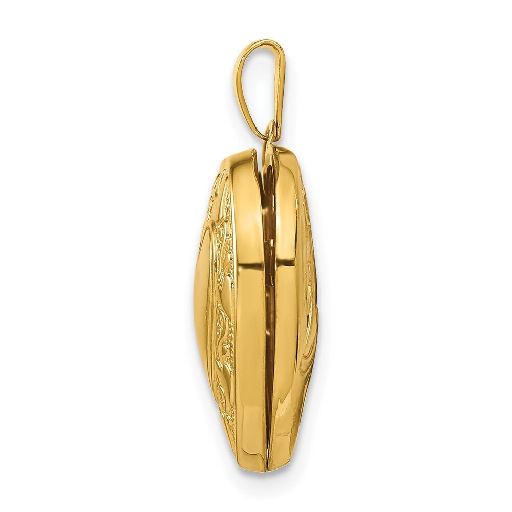 14k Yellow Gold Hearts  LOVE 19mm Reversible Heart Locket Pendant for Women