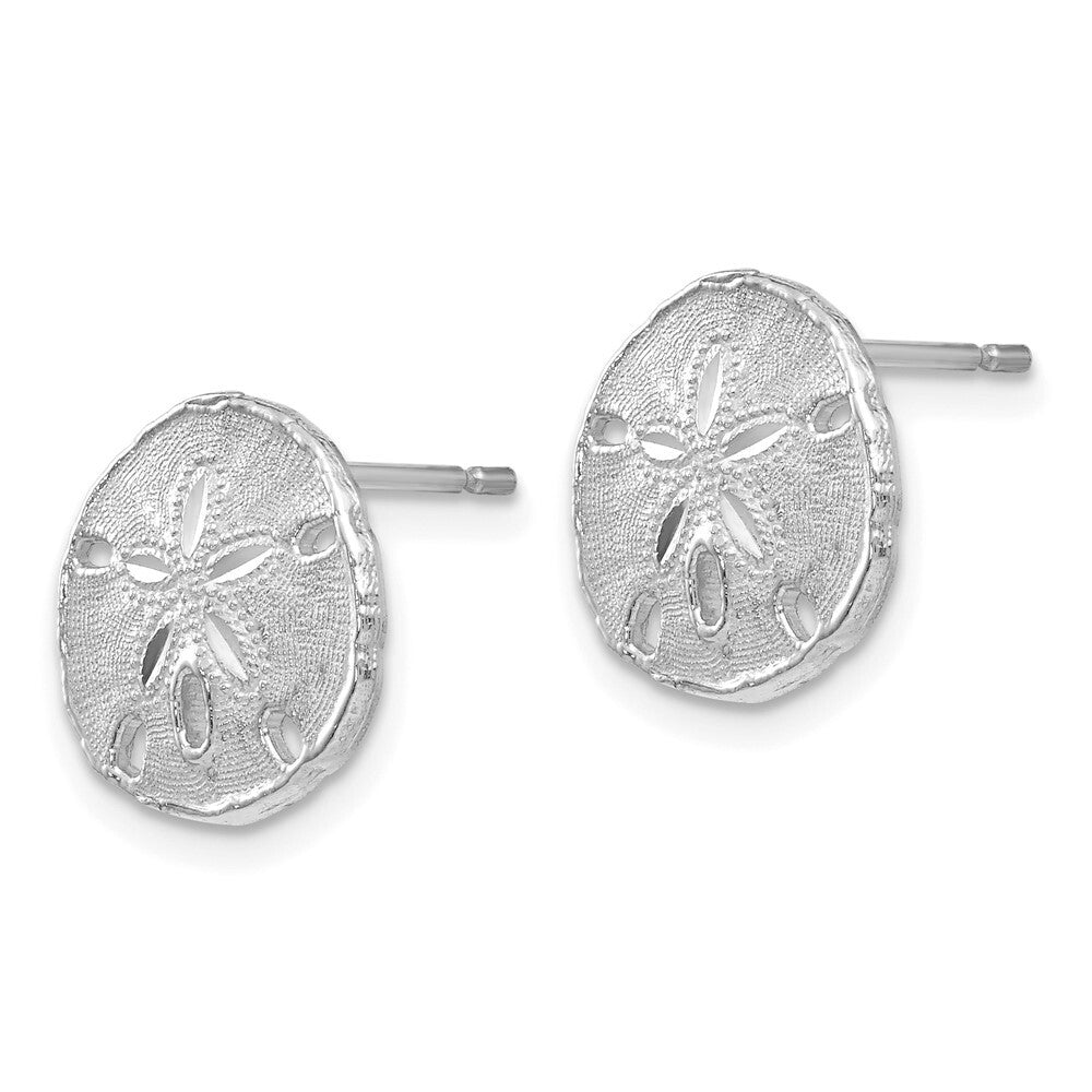 14k White Gold Sand Dollar Stud Earrings Gift for Women