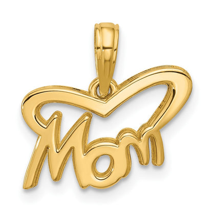 14k Yellow Gold Polished Mom Pendant