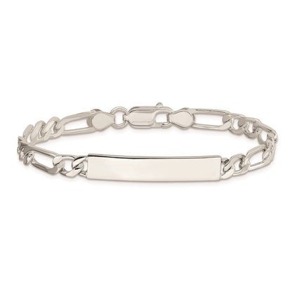Sterling Silver 8inch Polished Engraveable Figaro Link ID Bracelet