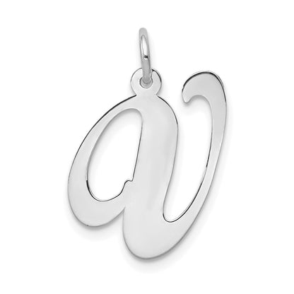 14k White Gold Large Fancy Script Letter V Initial Charm Pendant for Women