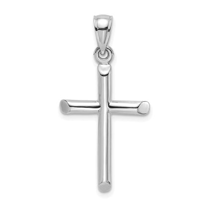 14k White Gold Polished Cylinder Cross Charm Pendant