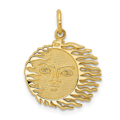 14k Yellow Gold Flaming Sun Charm Pendant for Women
