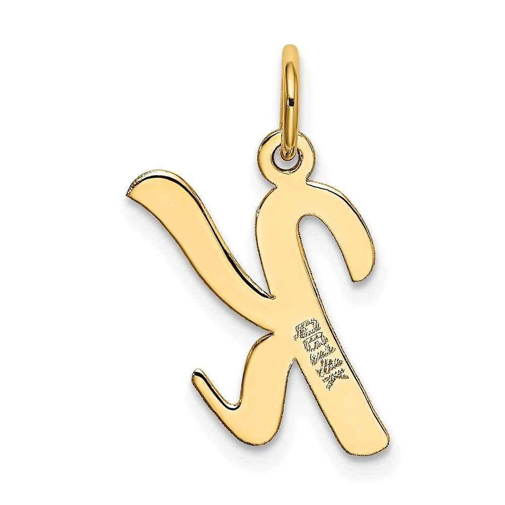 14k Yellow Gold Medium Script Letter K Initial Charm Pendant