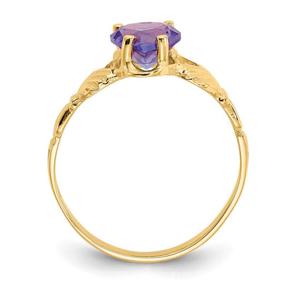 14K Yellow Gold June CZ Birthstone Claddagh Ring