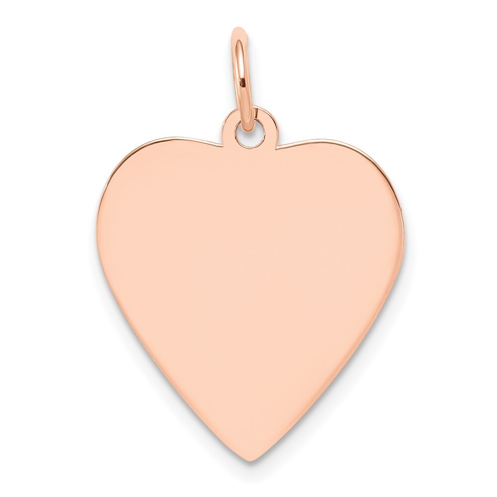 14k Rose Gold Plain .013 Gauge Engraveable Heart Disc Charm Pendant for Women