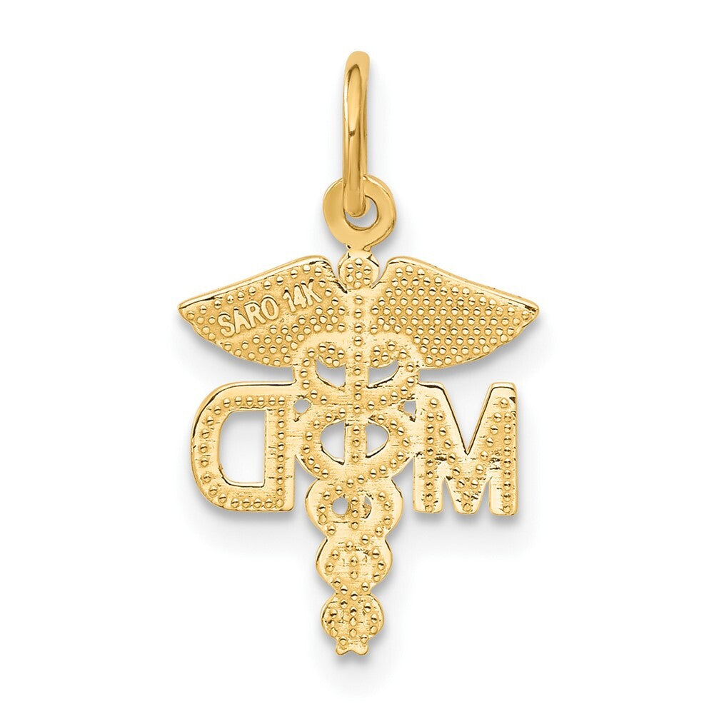 14k Yellow Gold M.D. Caduceus Charm Pendant for Women